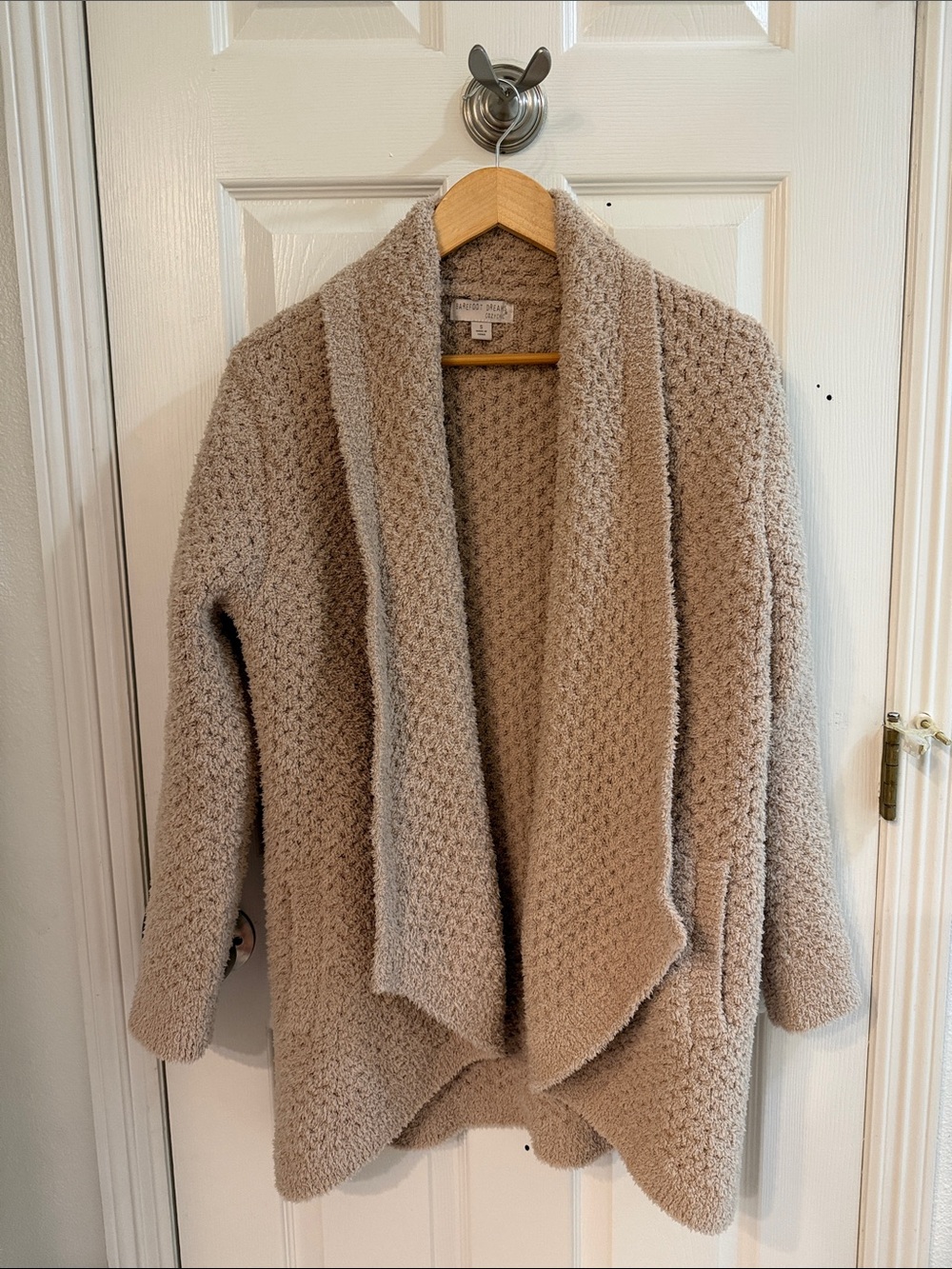 Barefoot Dreams Taupe Bouclé Open-Front Cardigan